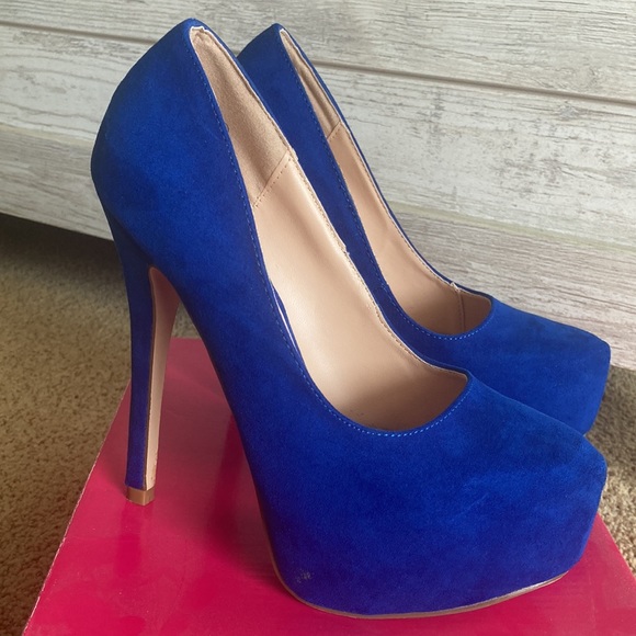 Dream Pairs Swan-30 size 5.5 platform heel royal blue suede - Picture 8 of 9